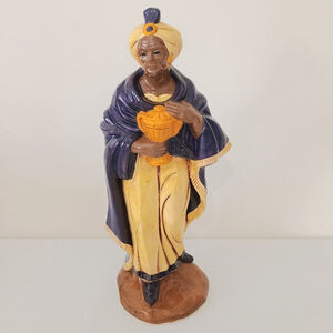Vintage Hand Painted Chalkware Standing Wiseman Figure Nativity Replacement 13"